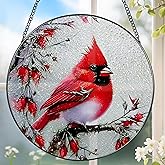 Stained Glass Window Hanging, DOUHASU 8 Inch Cardinal Stained Glass Suncatcher Ornement, Window Decor, Sympathy Gift, Cardinal Gifts for Women