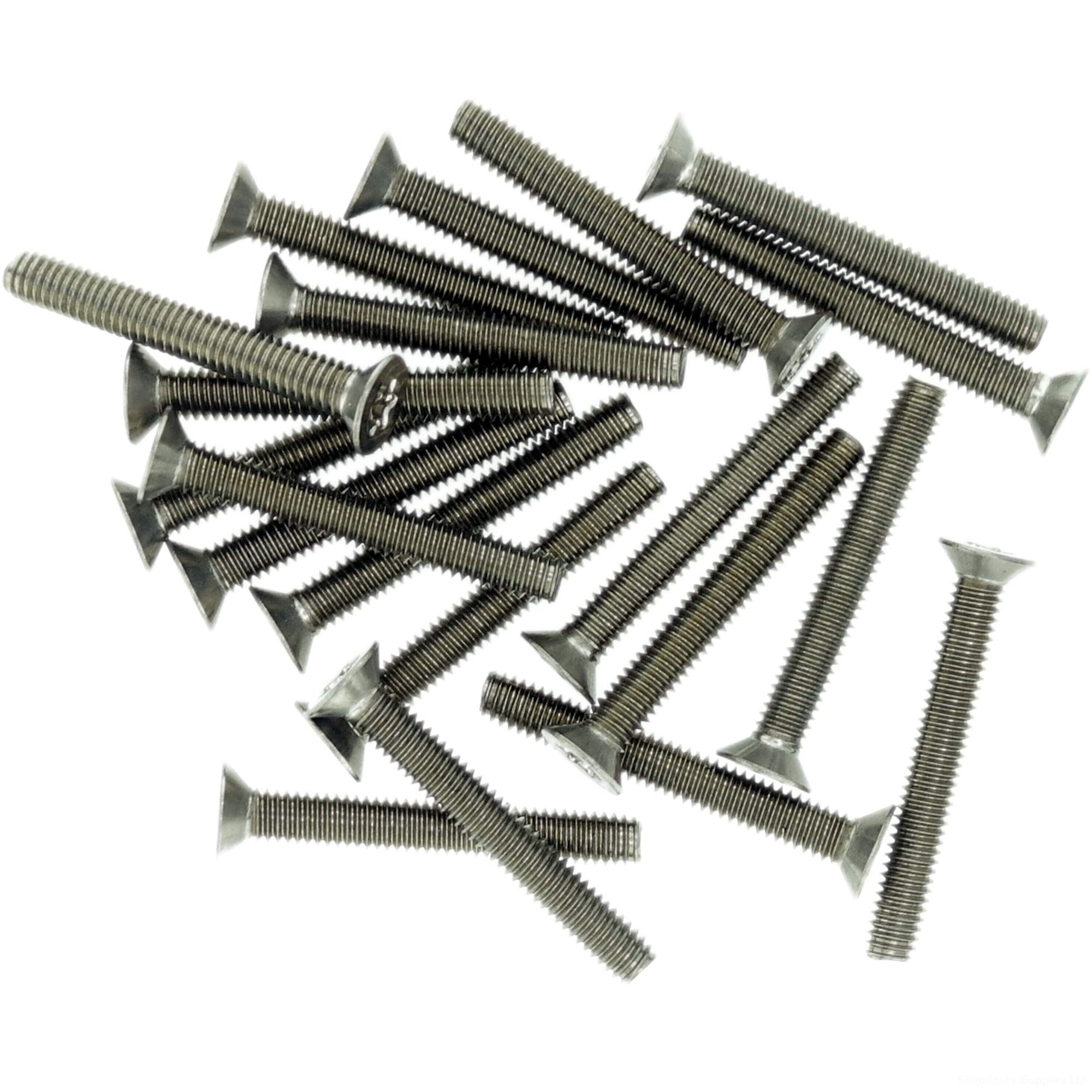 M2.5 (2.5mm x 8mm) TX Socket Countersunk Thread Rolling Screw - Stainless Steel (A2) (Pack of 20)