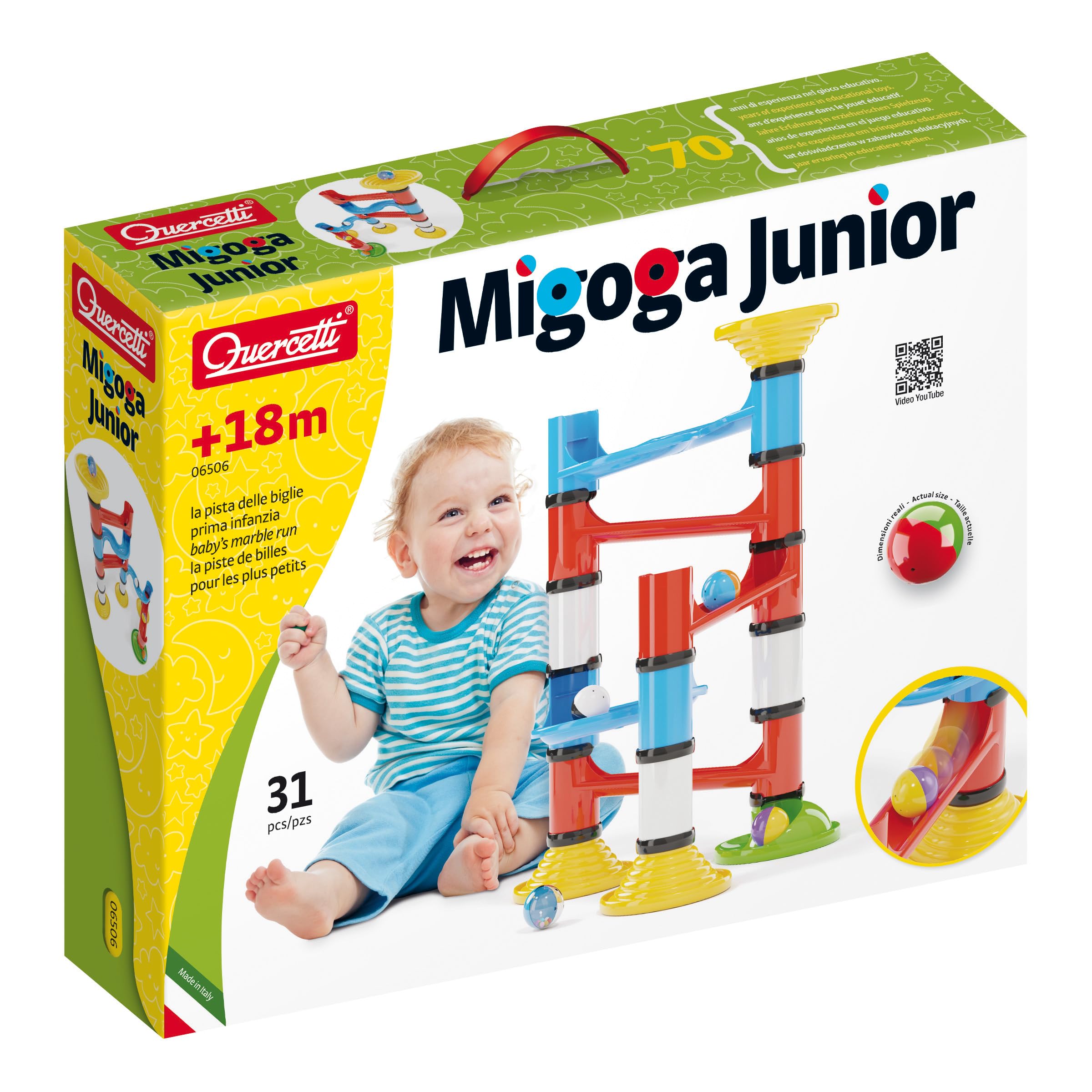 Quercetti - 6506 Migoga Junior Premium Marble Runs Toy - STEM Educational Learning Toy