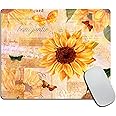 Small Mouse Pad 7.9 x 9.5 Inch, Colorful Butterflies Yellow Sunflowers Mousepad with Washable Non-Slip Rubber Base Mousepads, Computer Mouse Pads for Wireless Mouse