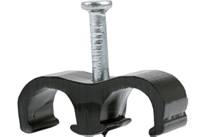 Gardner Bender PDC-1525BT Coaxial Staple, Double Clip, ¼ Inch., Secures: Multiple: RG-59 / RG-59 Quad Sheild / RG-6 & RG-6 Quad Shield Wire, 25 Pk., Black