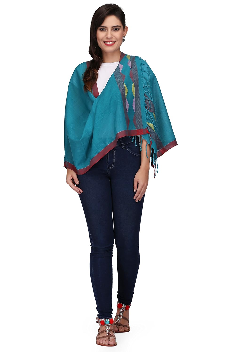 the weave traveller handloom hand woven 2 meter jamdani stole scarf for women & girl's
