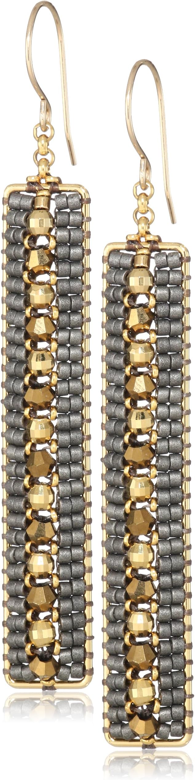 Miguel Ases Gold-Filled Long Rectangle Earrings