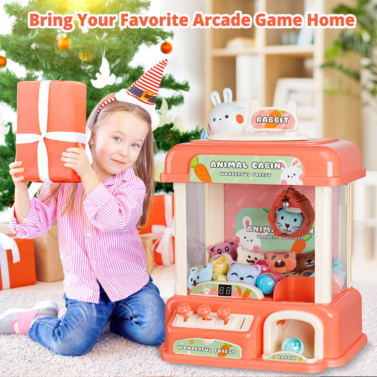 bessome Rabbit Claw Machine for Kids with Mini Prizes|Candy Machine Toys for Ages 8-13 Girls and Adults|Birthday Gifts for 6 7 9 10 12 Years Old