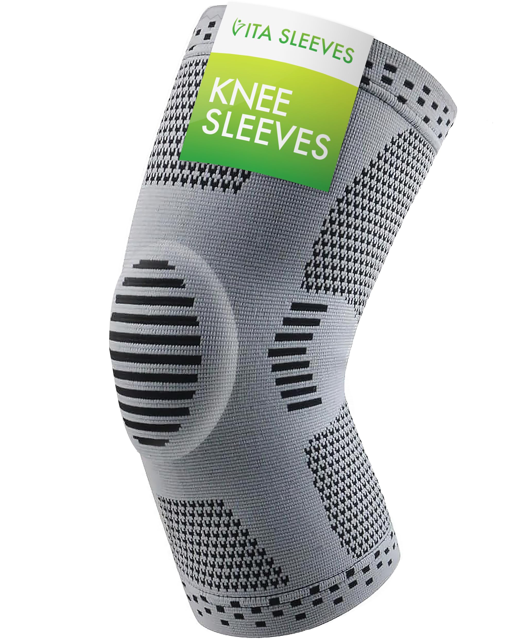 Photo 1 of Vita Sleeves For Knees 7-Zone Compression Sleeve Brace | Breathable Lightweight Support for Sore or Stiff Knees in Running, Sports, Workouts | Anti-Slip Grip, Moisture-Wicking (S/M-L/XL) (Small/Medium)