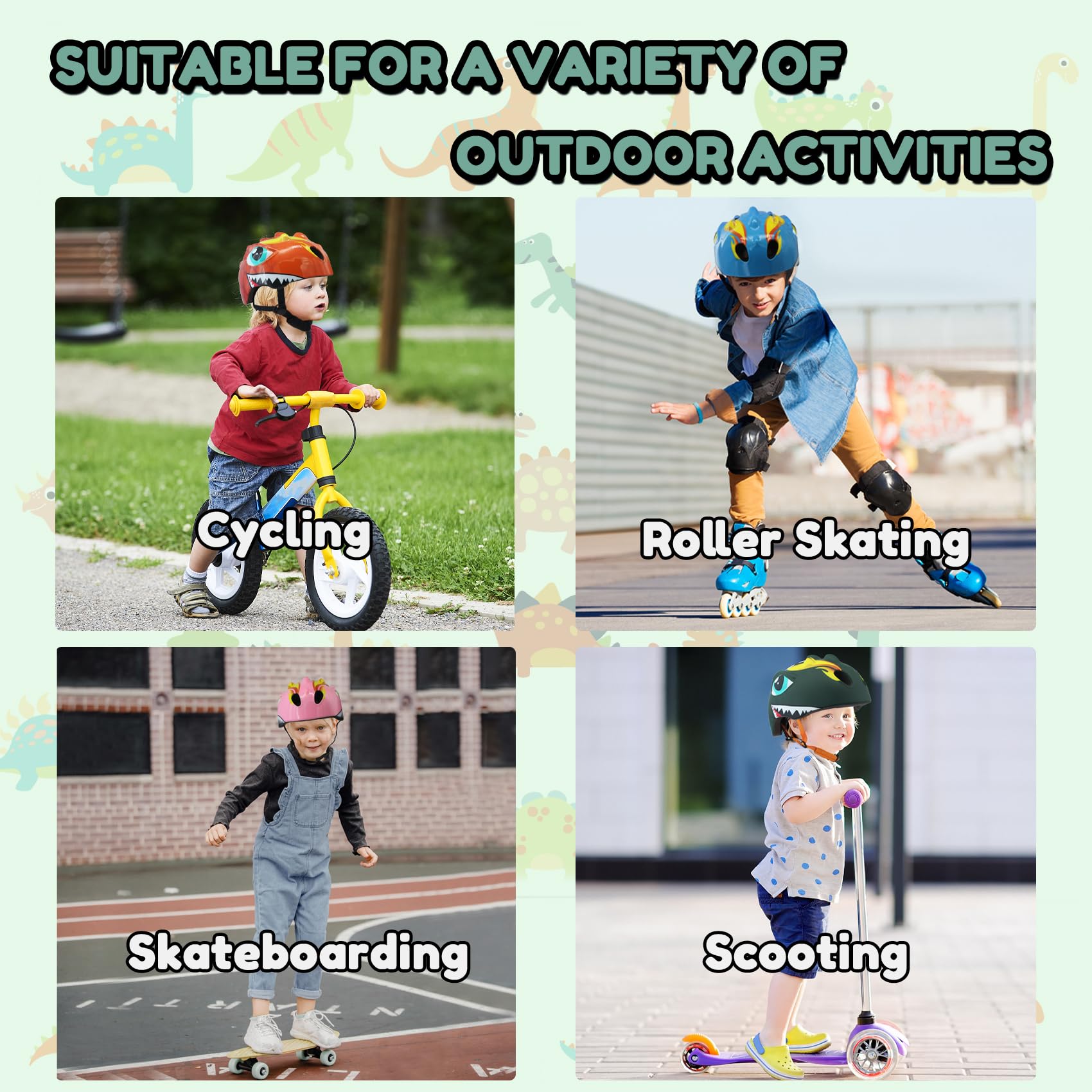 Toddler Helmet Kids Bike Helmet for Boys Girls 3 4 5 6Years Old with Dinosaur 3D Lightweight Safety Certified,Toddler Bike Cycling Skating Skateboard Scooter Helmet