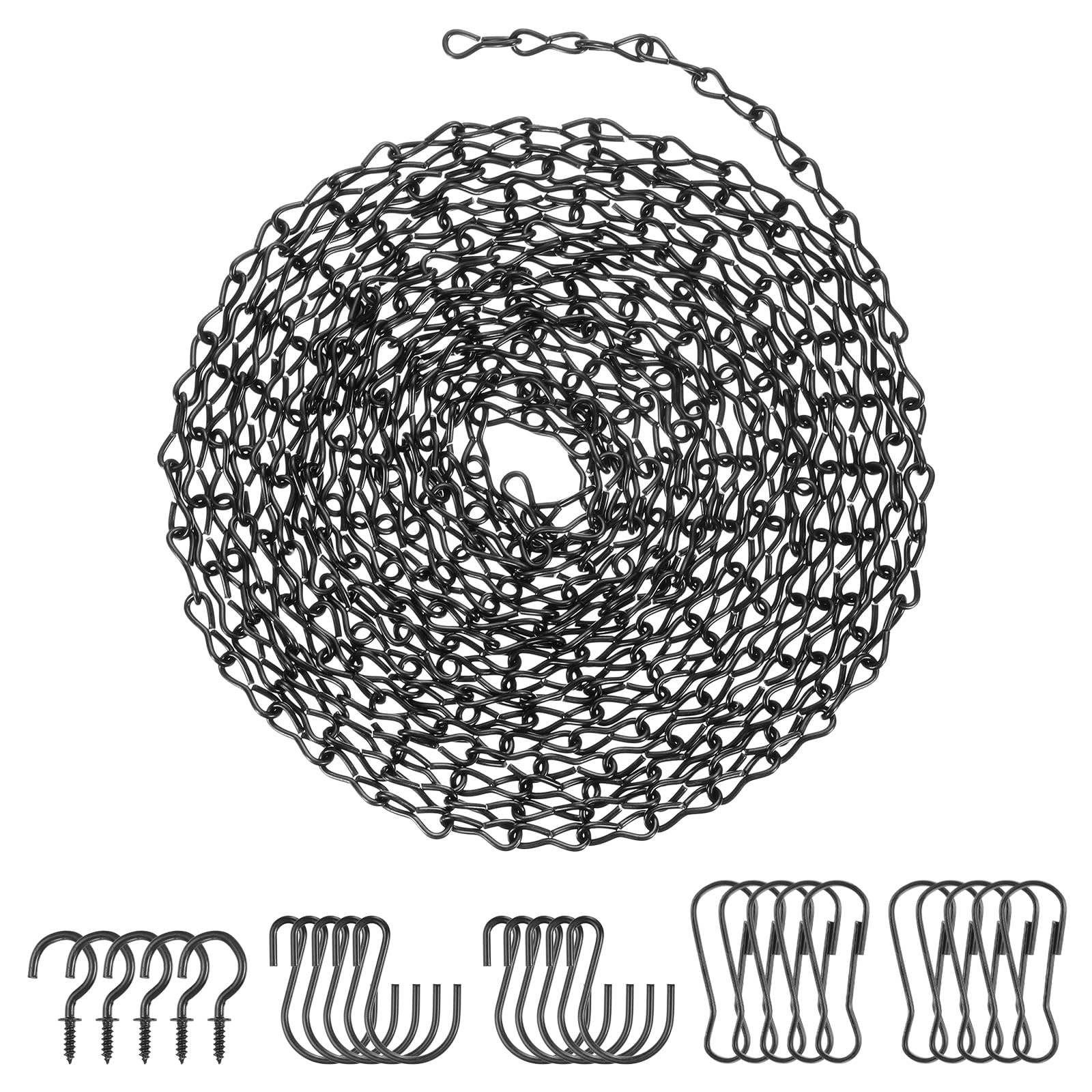 PATIKIL 197 Inch Hanging Chains Set, Hanging Plants Basket Bird Feeders Wind Chimes Billboards Photo and Indoor and Outdoor Decor, Black