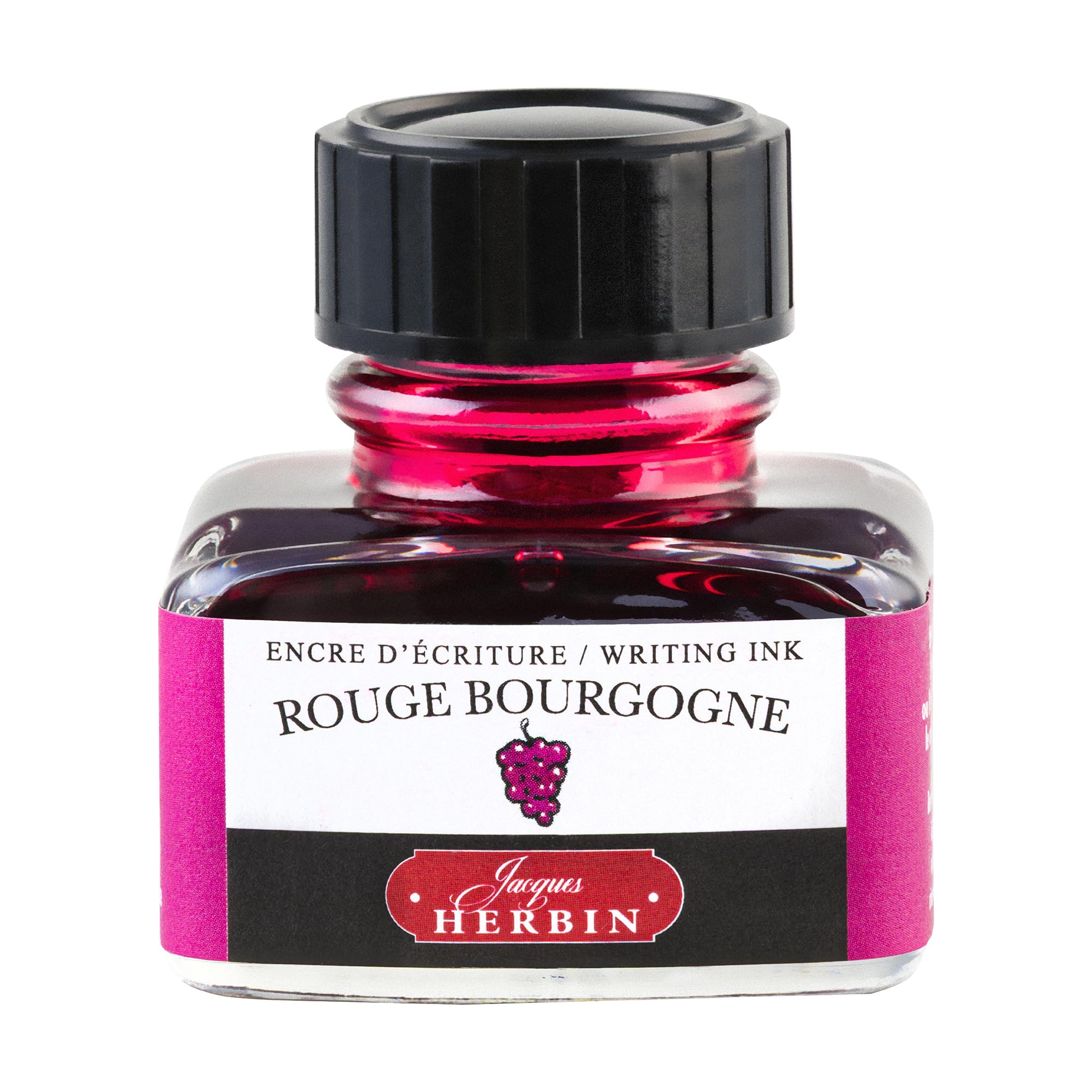 Jacques Herbin 13028T - One 30 ml Bottle of Ink for Fountain pens and rollerballs, Rouge Bourgogne/Burgundy red Colour - Made in France - Calligraphy