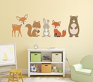 Woodland Animals Wall Decal Forest Nursery Baby Room Mural Art Decor Vinyl Sticker (48