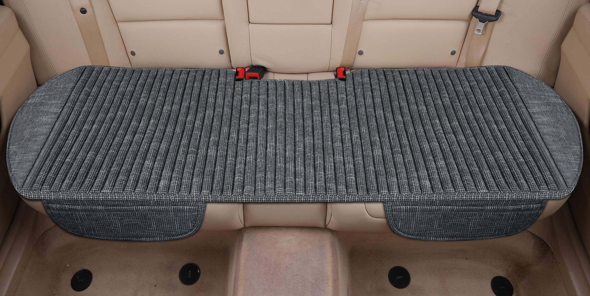LUCKYMAN CLUB S Size (50X19.8 inches) Bench Car Seat Cushion with Lavender and Buckwheat Shell Breathable Fabric Seat Covers Fit Trucks Vans SUV Cars (S Size Bench Cushion, Gray White)