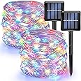 Dazzle Bright 2 Pack Solar String Lights Outdoor, Total 80FT 240LED Solar Powered Waterproof Fairy Lights 8 Modes, Copper Wire Lights for Christmas Patio Party Tree Yard Decoration (Multi-Colored)