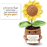 IDWHUIE Inspirational Gifts, Positive Emotional Motivational Support Crochet Sunflower, Encouragement Gifts for Teacher Coworkers Leaving Friends, Unique Crochet Sunflower, 09