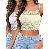 Avidlove 2Pcs Lace Camisoles for Women High Neck Bralettes Racerback Adjustable Crop Top Lingerie