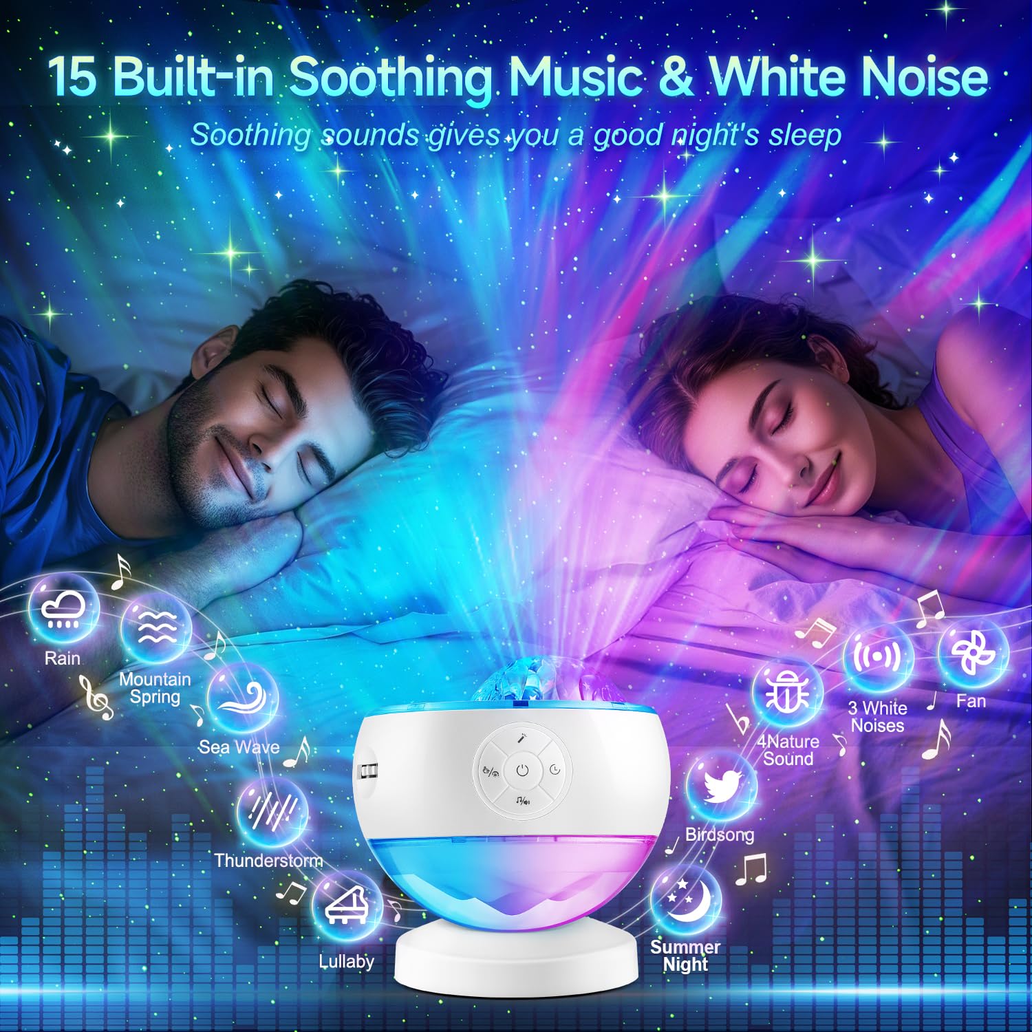 Sternenhimmel Projektor Teenager Mädchen Geschenke Geburtstagsgeschenk für Frauen Junge, 300-Lichtmodi 15 White Noise Lavalampe Galaxy Projector Nachtlicht Kinder Sternenhimmel,Zimmer Deko Wohnzimmer 4