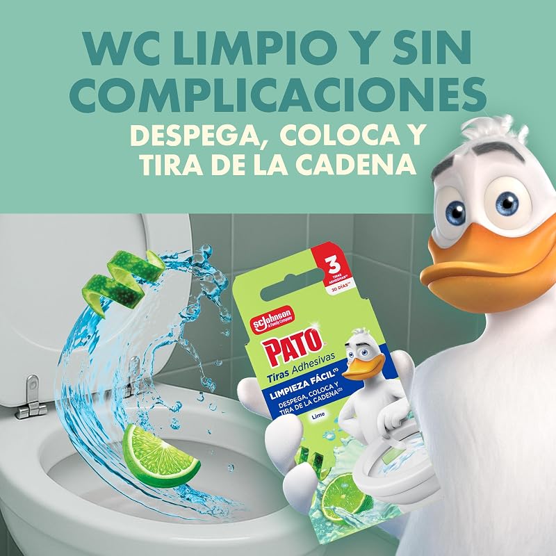 Tiras Adhesivas WC Lima, Limpia, Refresca y Perfuma el Inodoro, Frescor Intenso, Pack de 10 = 30