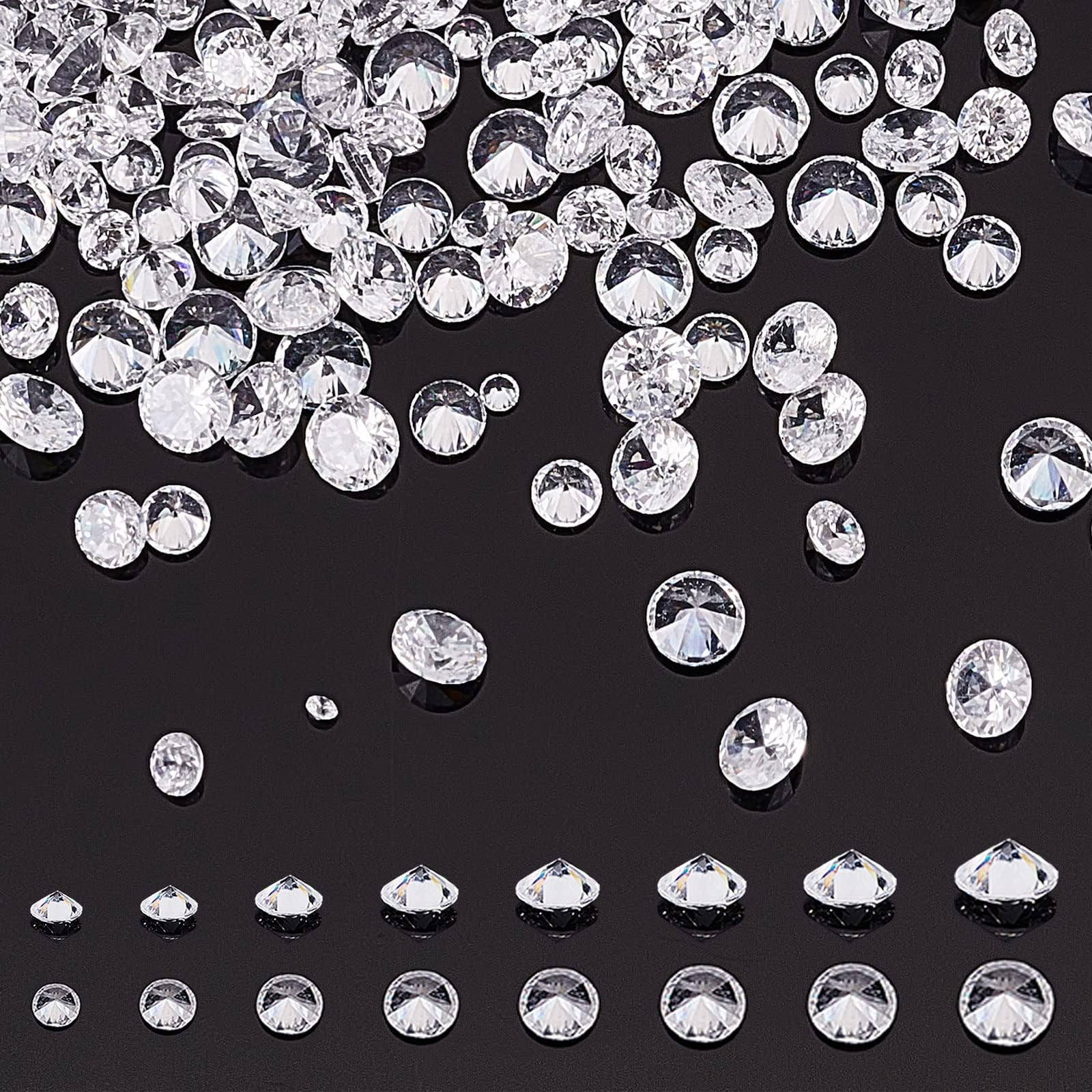PH PandaHall Clear Cubic Zirconia Stone, 2400pcs 8 Sizes 0.8-2.5mm Small Loose CZ Diamond Stones Glass Pointed Back Rhinestone Faceted Cabochons Rhinestone for Ring Earring Bracelet Jewelry Making