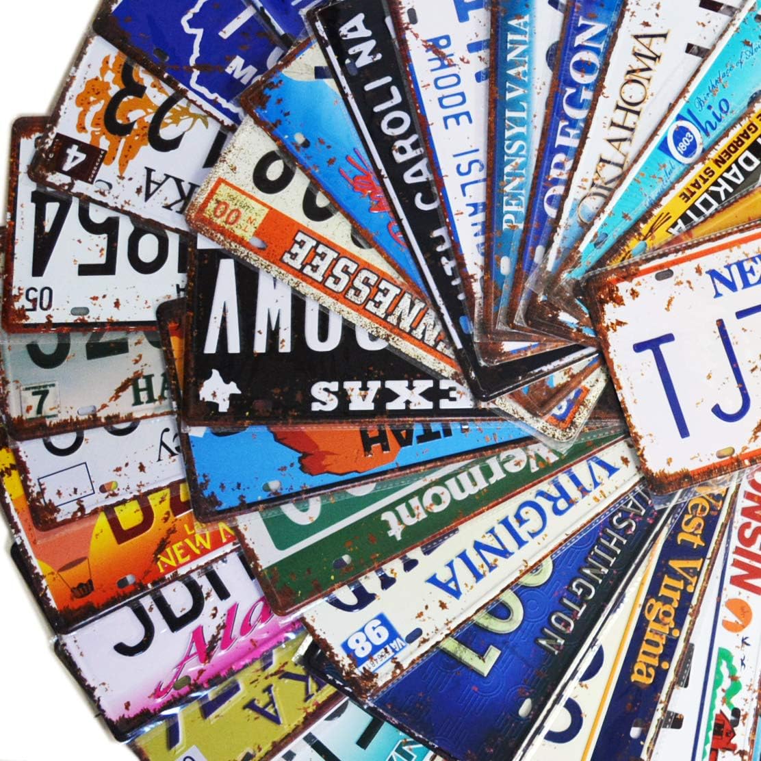 51 pcs License Plates Replica Stamped Vanity Prop Number Tags All 50 US