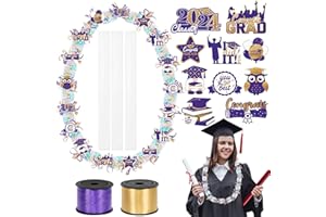 KIMKUSIA 60 Set Purple and Gold Candy Lei Tubing Graduation Candy Lei Netting Making Kit Supplies Poly Tubing for Candy Leis Graduation 2024