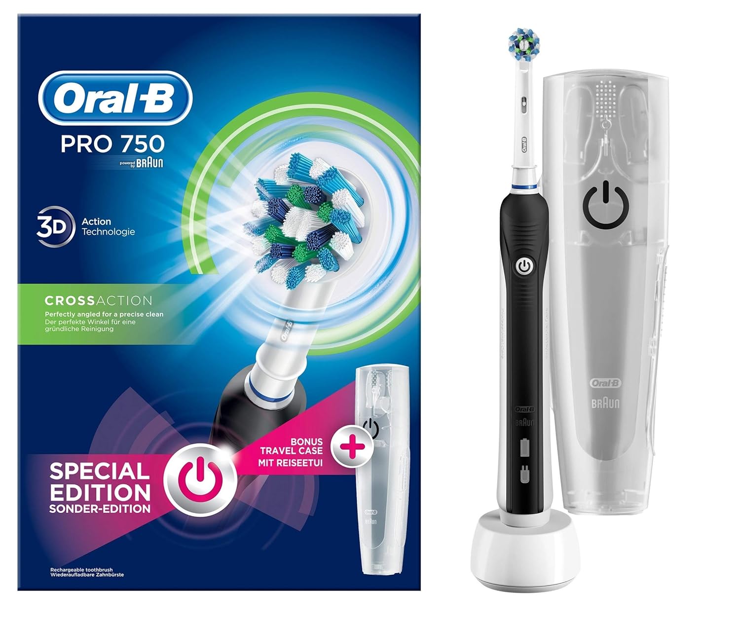 Oral-B PRO 750 CrossAction Cepillo de Dientes Eléctrico Recargable Pack Regalohttps://amzn.to/2TQnXtz