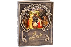 STRYAO Christmas Snow Globe with Nativity Scene, Nativity Snow Globe Christian Gifts, Christmas Decorations USB and Battery Operated Lantern with Music Timer, Christmas Decor for Home
