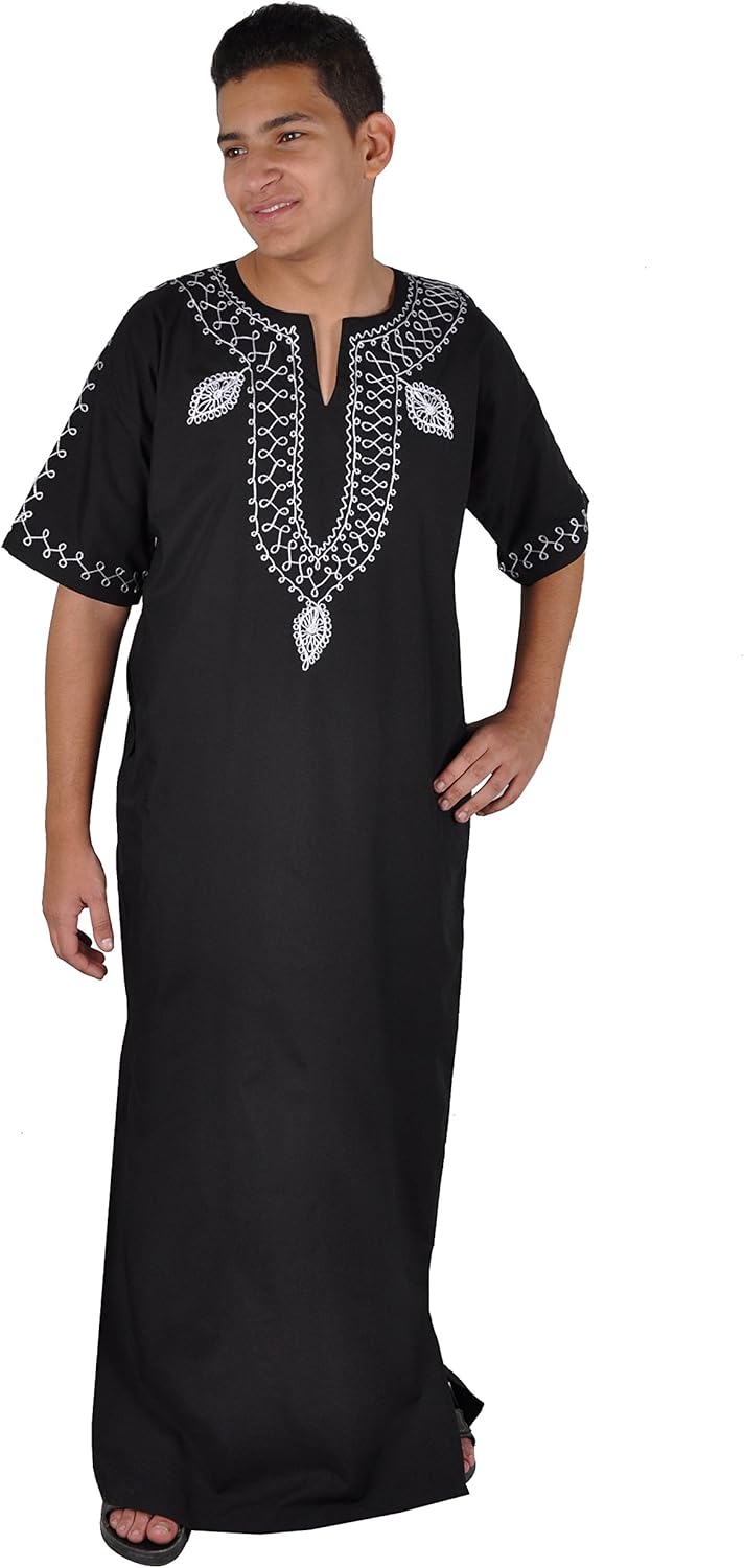 Egypt Bazar Mens Modern Black Kaftan House Dress Amazon.co.uk Clothing