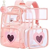 KLFVB Clear Backpack, Heavy Duty Transparent Bookbag, See Through Sequin Backpacks