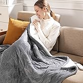 Electric Throw Blanket Heated Throw 50''x60''- Wheat Pattern Flannel & Sherpa Heated Lap Blanket with 5 Heat Settings & 4-Hour Auto Shut-Off, ETL & FCC Certified, Machine Washable Home Use, Grey