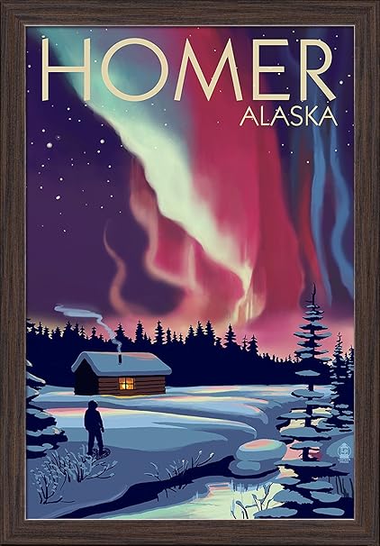 Amazon Com Homer Alaska Northern Lights And Cabin 16x24