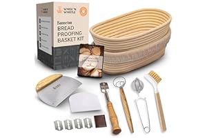 Banneton Bread Proofing Basket Set of 2 - Includes 9" Oval Banneton Baskets - Sourdough Bread Baking Supplies and Tools - Bre