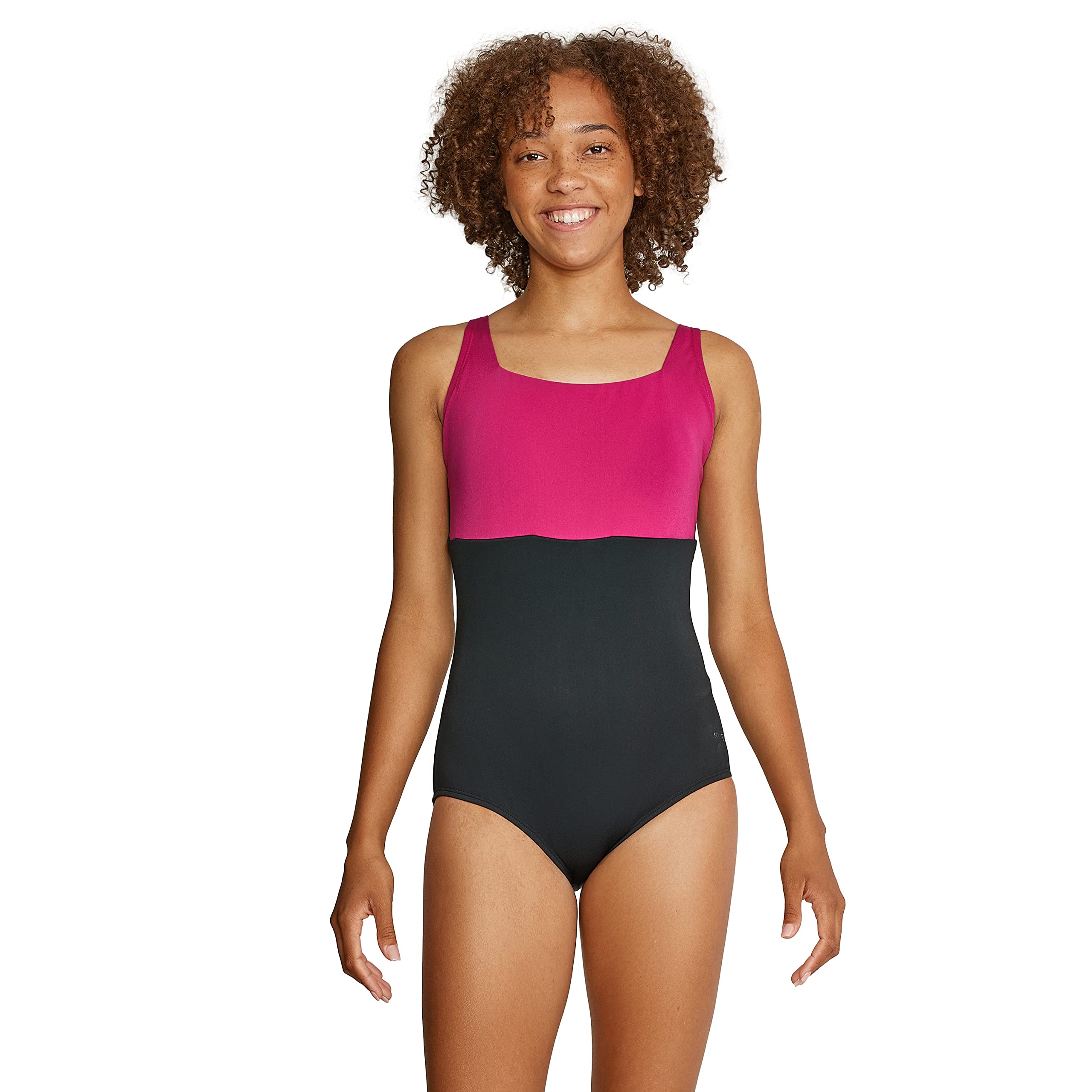 Speedo Women’s Swimsuit One Piece Adjustable Square Neck Moderate Cut