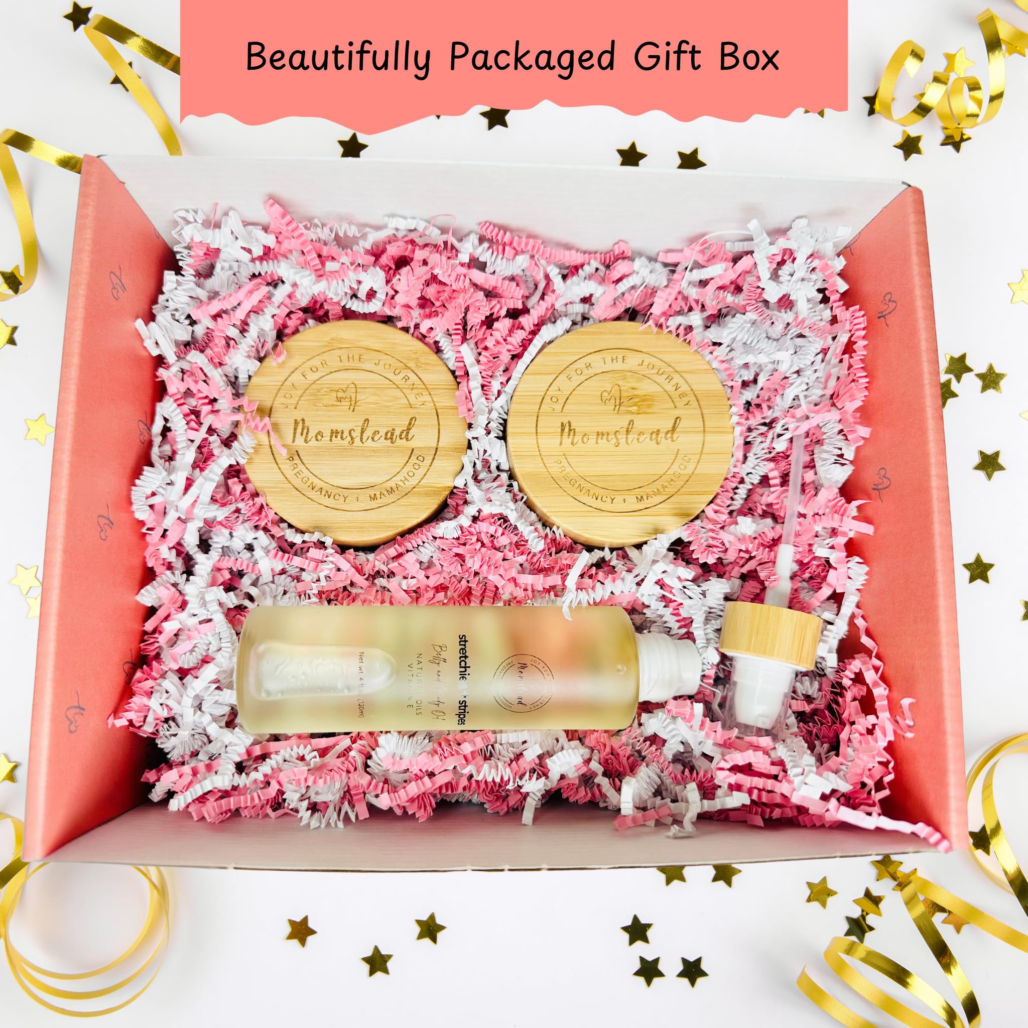 Stretchies and Stripes Bump and Body Stretch Mark Deluxe Gift Set | Body Oil, Stretch Mark Balm, Stretch Mark Cream | Pregnancy Safe | Gift for Mom