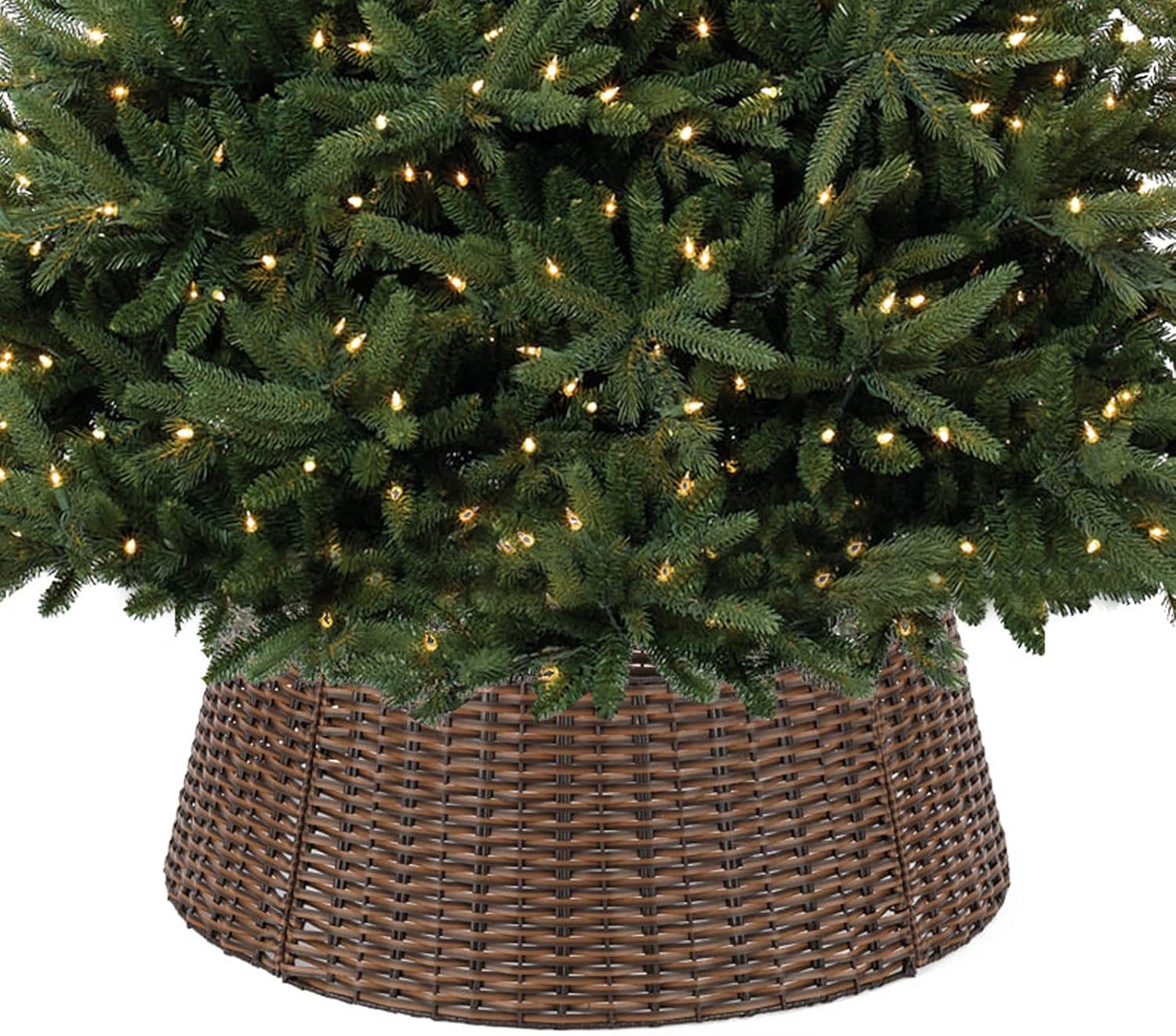 Tree Stands - Christmas Tree Collar, 23’’ D Handmade Artificial Rattan Wicker Christmas Stand Tree Collar Basket Base Cover for Holiday Decoration
