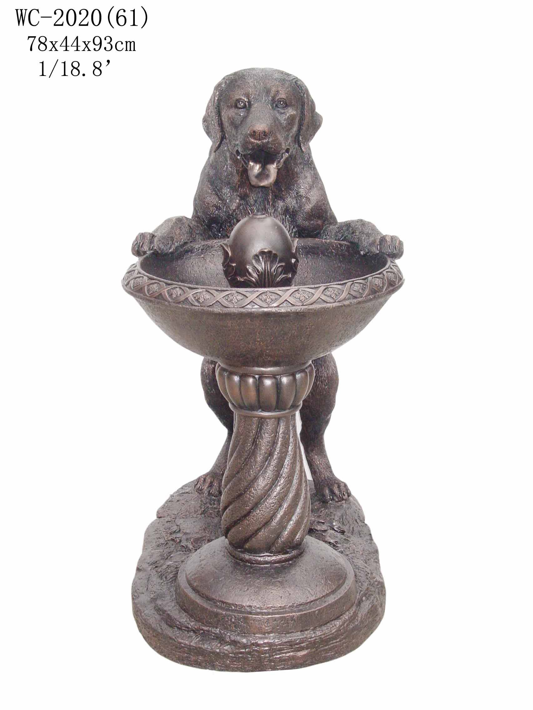 Outdoor Indoor Garden Patio Labrador Dog Statue Sculpture Water Fountain, Bronze Color 37"H Buy