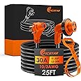 Ficstar 30 Amp RV Extension Cord 25 ft Heavy Duty Generator Extension Cord with LED Power Indicator,30 AMP Female 90° Twist L