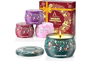 THAUSDAS Scented Candles Gift Set: 4 Pack 4.4 oz Aromatherapy Christmas Candles for Home Scented - 120H Burning Stress Relief Gifts for Women, Birthday, Mother's Day