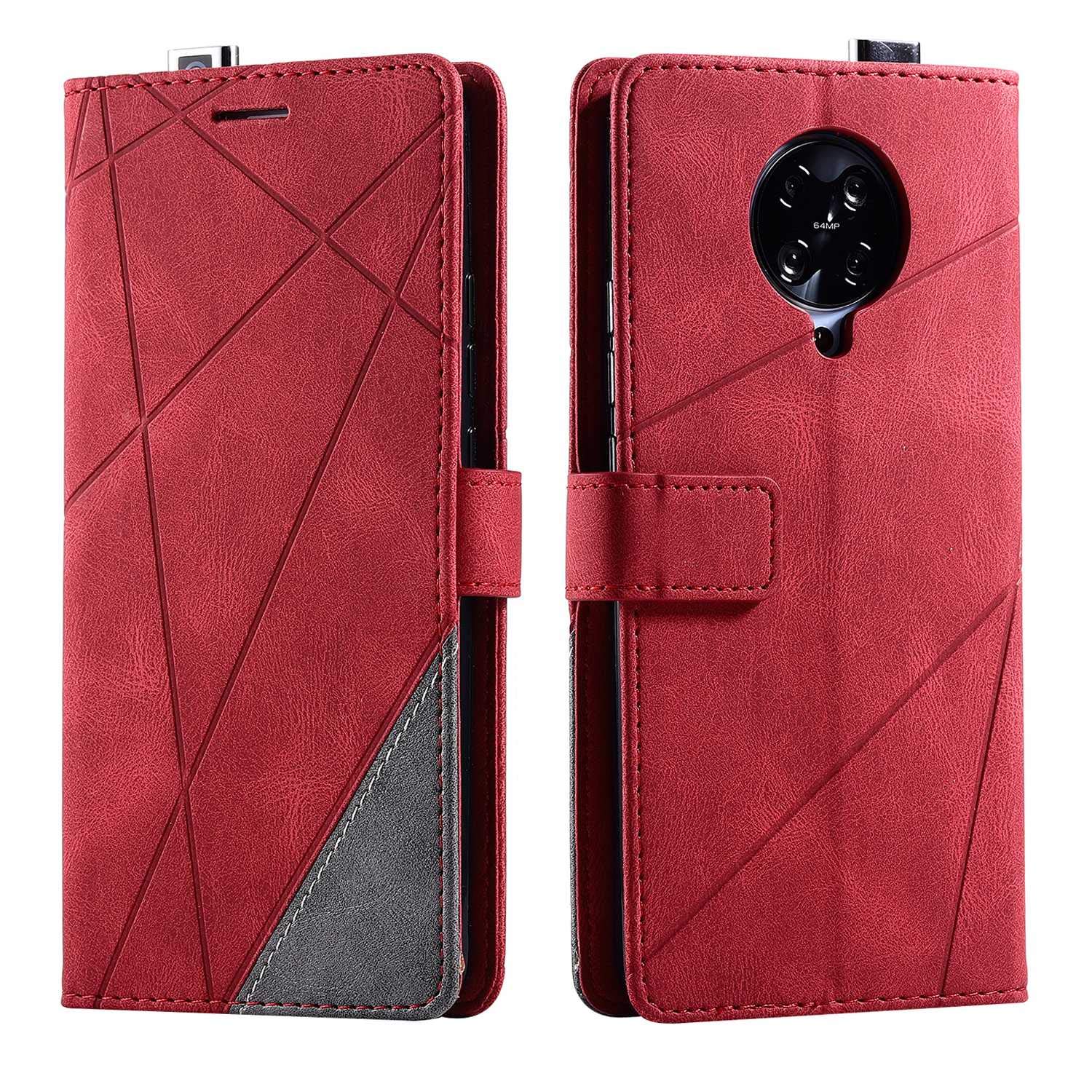 SONWO Case for Xiaomi Redmi K30 Pro Case, Premium Leather Flip Wallet Case Magnetic Closure Card Slots Kickstand Phone Case for Xiaomi Redmi K30 Pro, Red