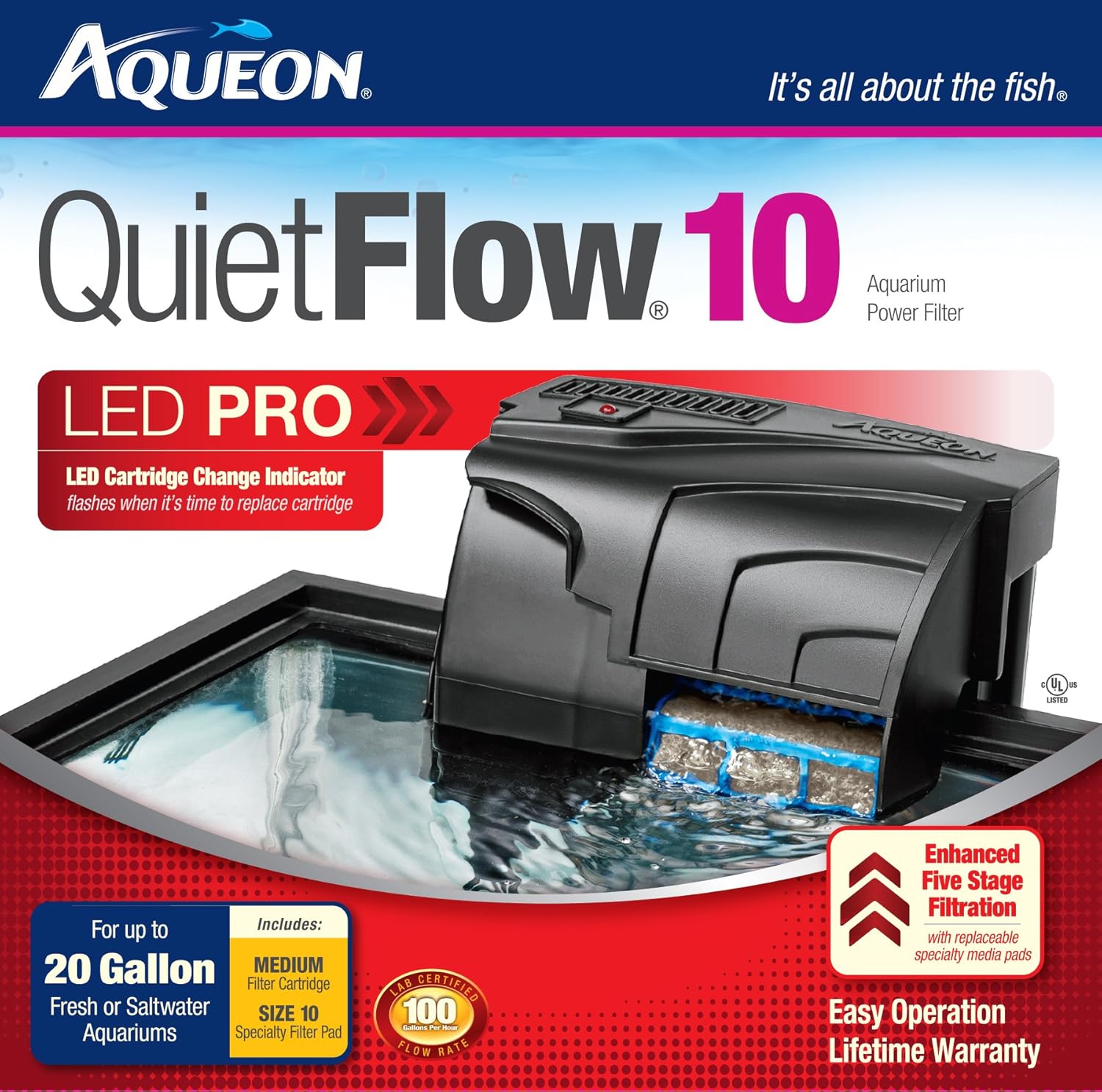 Aqueon Fish Tank Aquarium LED Kit, 10 Gallon