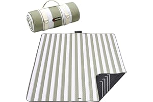 HX&OD Outdoor Picnic Blanket Extra Large, 80''*80' Waterproof Picnic Mat with Stakes Foldable Camping Blanket Portable with Carry Strap for Beach Mat (Green, 80''*80'')