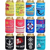 BLUE PANDA Insulated Neoprene Can Cooler Sleeves - Durable Bulk Cruise Gift Exchange Favors - Vibrant Nautical Beach Cozies - Versatile Drink Cozy for Cans & Bottles - 12 Pack, 12 Oz, Multicolor