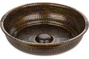 Alisveristime Traditional Turkish Bath Hammam Bowl with Authentic Motifs (440gr (15.50 oz) Made of Zinc (7.87-Inch Diameter) (Antique Green)