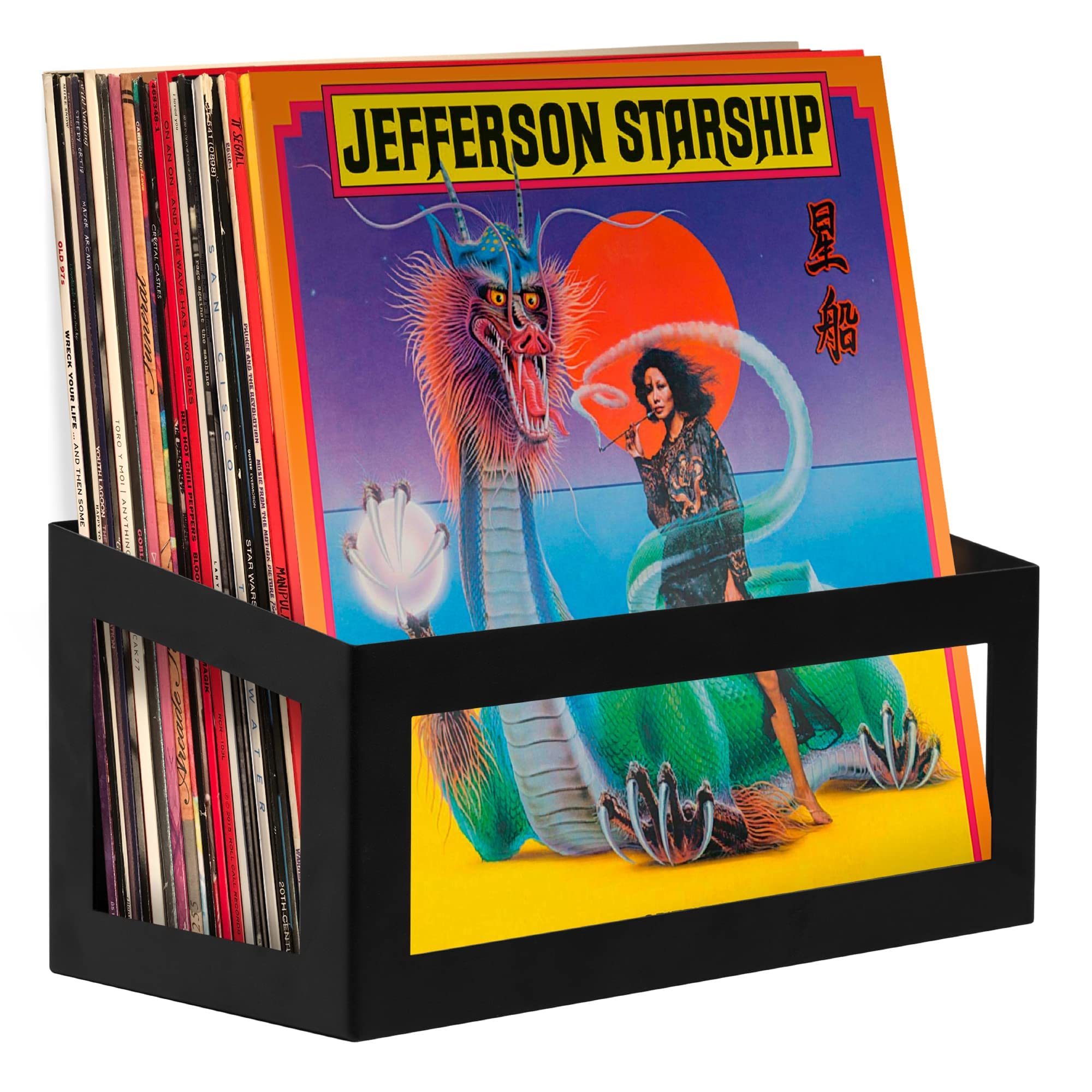 Hudson Hi-Fi Wall Mount Vinyl Record Storage 25-Album Display Holder - Black Satin - One Pack โ image 1