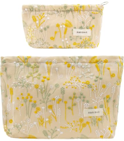 Eco Right Canvas Cosmetic Bag: Travel Makeup Pouch For Women & Girls, Zipper Purse Organizer, Stylish Canvas Cotton Aesthetic, Large Capacity, Toiletry Storage, Purse-friendly : Beauty & Personal Care
