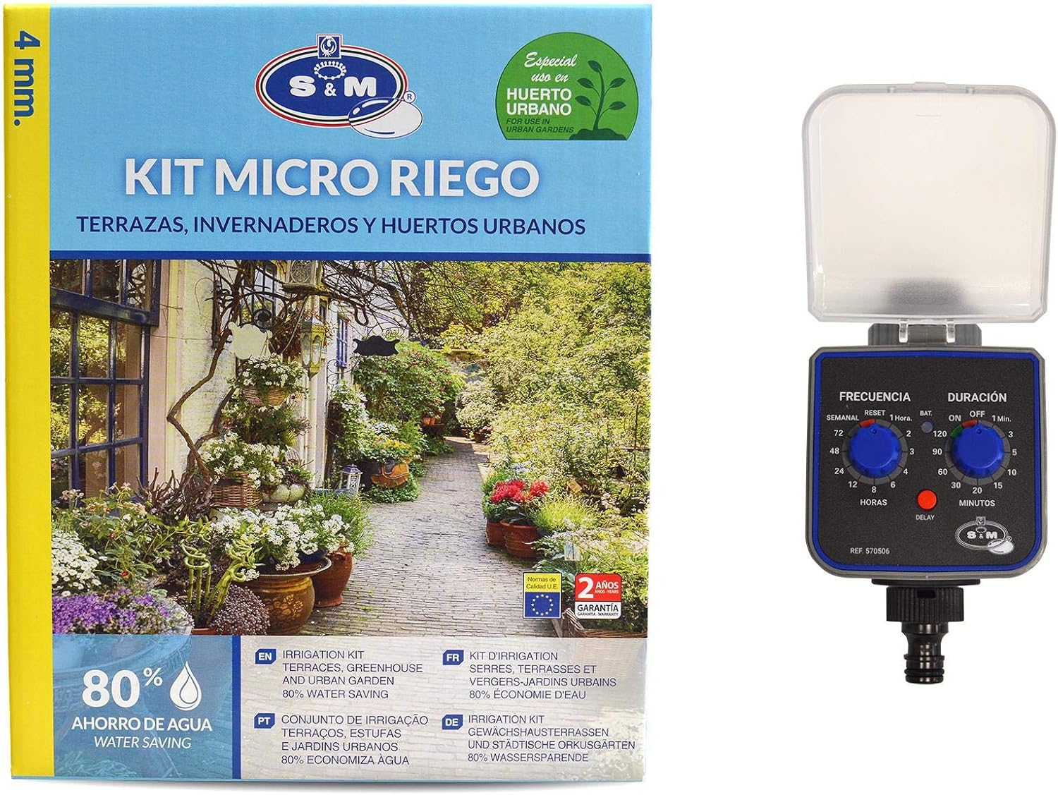 Kit de iniciación al riego por goteo con programador S&M: Amazon ...