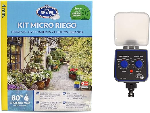 Kit de iniciación al riego por goteo con programador S&M: Amazon ...