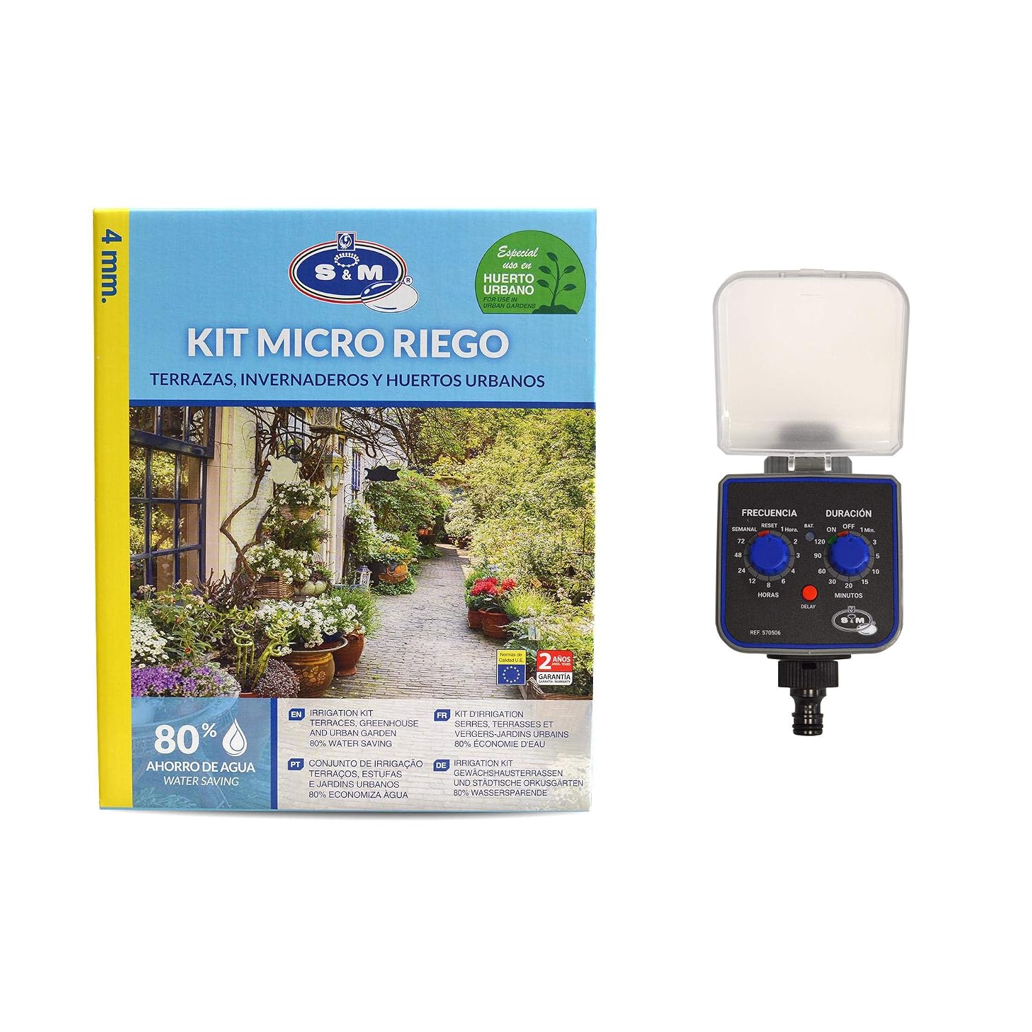 Kit de iniciación al riego por goteo con programador S&M: Amazon ...