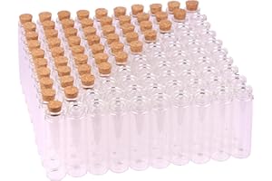 MaxMau 100 Sets of 20ml Glass Bottles with Cork Stopper,Small Clear Jars Tiny Glass Vials for Wedding Favors Seed Powder Sequin Storing Art Crafts Display Party Member Gift