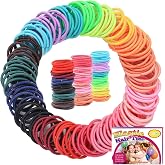 200PCS Elastic Hair Ties for Baby Girls, Small No-Crease Ponytail Holders | Kids Toddler Hair Ties for Thin Hair, Girl Hair Accessories, Mini Hair Elastic with Storage Box &amp; Colorful Gift Box
