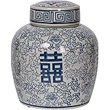 A&B Home Berit Lidded Jar, Blue, White