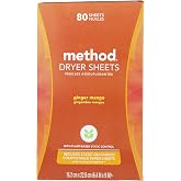 Method Dryer Sheets, Ginger Mango, 80 Sheets, 1 pack, Packaging May Vary