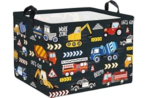 Clastyle City Car Baby Laundry Hamper Kid Storage Basket Boy Gift Toy Box Collapsible Clothes Organizer Nursery Bin for Bedroom,Fire Truck,40 * 30 * 30 cm